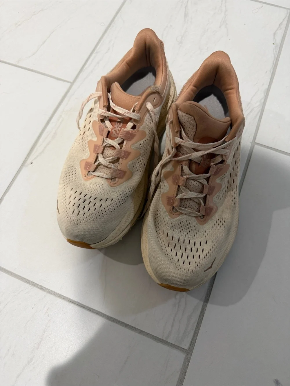 Hoka One One Women's Cream and Blush Running Shoes